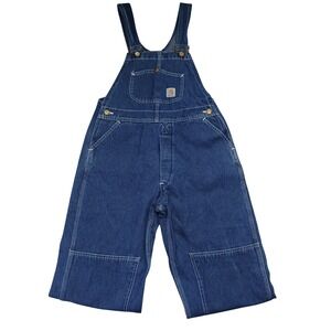 Carhartt Vintage Denim Bib Overalls Double Knee Dark Wash Y19DST Kids XL 18/20